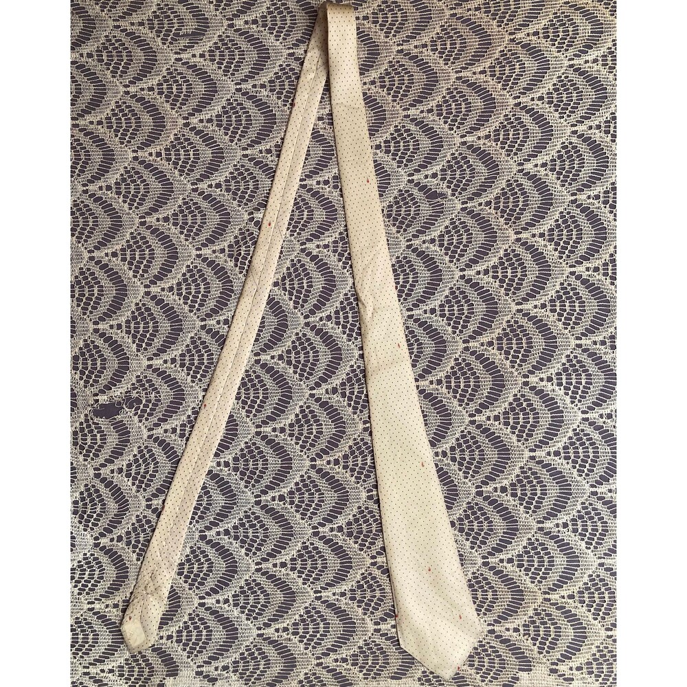 Paco Rabanne  Vintage 80s Silk Polka Dot Necktie Tie Classic Preppy Handsome